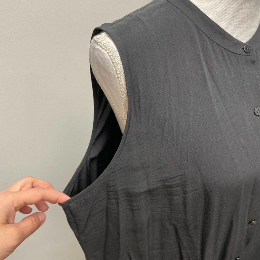 Eileen Fisher Silk Tunic Top Womens Large Black Sleeveless Minimalist Basic - Picture 5 of 12